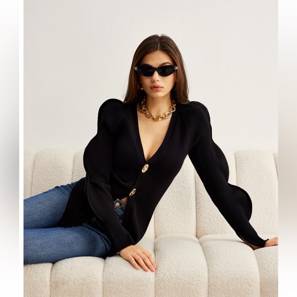 NWT COMMENSE Turn Lock Wave-Sleeve Cardigan Size XL - Picture 5 of 7